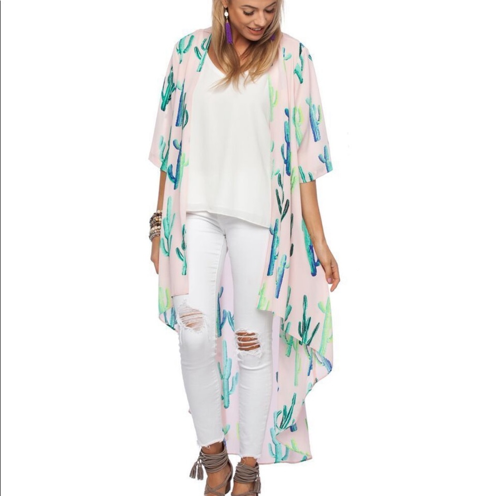 Buddy Love Pink Cactus Kimono Duster